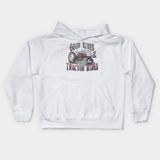 Good Vibes and Tractor Rides Kids Retro Kids Hoodie